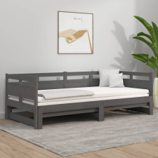 vidaXL szürke tömör fenyőfa kihúzható kanapéágy 2 x (90 x 200) cm ágy és ágykellék