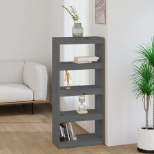 vidaXL szürke tömör fenyőfa könyvszekrény/térelválasztó 60x30x135,5 cm bútor