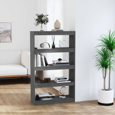vidaXL Szürke tömör fenyőfa könyvszekrény/térelválasztó 80x30x135,5 cm bútor