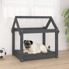 vidaXL szürke tömör fenyőfa kutyaágy 71x55x70 cm szállítóbox, fekhely kutyáknak