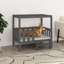 vidaXL Szürke tömör fenyőfa kutyaágy 95,5x73,5x90 cm szállítóbox, fekhely kutyáknak
