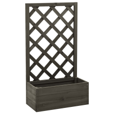vidaXL szürke tömör fenyőfa rácsos kerti ültetőláda 50x25x90 cm kerti tárolás