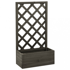 vidaXL Szürke tömör fenyőfa rácsos kerti ültetőláda 50x25x90 cm kerti dekoráció