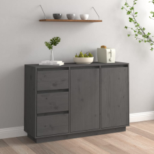 vidaXL szürke tömör fenyőfa tálalószekrény 111 x 34 x 75 cm bútor
