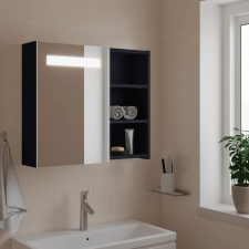 vidaXL szürke tükrös fürdőszobaszekrény LED-del 60 x 13 x 52 cm bútor