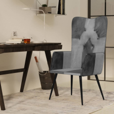 vidaXL szürke valódi bőr szárnyas szék bútor