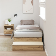 vidaXL Tároló Ágykeret Artisan tölgy 100x200 cm ágy és ágykellék