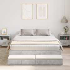 vidaXL Tároló ágykeret Beton szürke 150x200 cm ágy és ágykellék