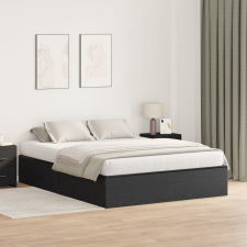 vidaXL Tároló Ágykeret Fekete Tölgy 135x190 cm ágy és ágykellék
