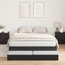 vidaXL Tároló Ágykeret Fekete Tölgy 135x190 cm ágy és ágykellék