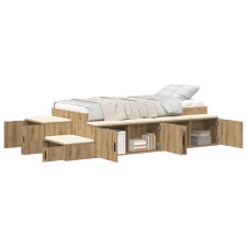 vidaXL Tároló Ágykeret Kézműves Tölgy 80x200 cm (3335580) ágy és ágykellék