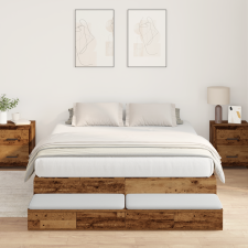 vidaXL Tároló Ágykeret Régi Fa 150x200 cm ágy és ágykellék