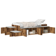 vidaXL Tároló Ágykeret Régi Fa 90x190 cm (3335587) ágy és ágykellék