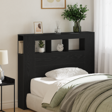 vidaXL Tároló Fejtámla LED Világítással Fekete Tölgy 120x18,5x103,5 cm ágy és ágykellék
