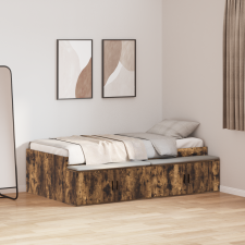 vidaXL Tárolóágy keret Füstölt tölgy 90x200 cm ágy és ágykellék