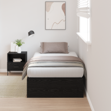 vidaXL Tárolóágykeret Fekete tölgy 75x190 cm Műszakilag megmunkált fa ágy és ágykellék