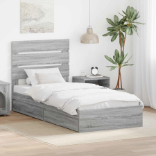vidaXL Tárolós Ágy fejtámlával Szürke Sonoma 90 x 190 cm Faanyag ágy és ágykellék