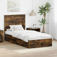 vidaXL Tárolós Ágy fiókkal Füstölt tölgy 100 x 200 cm Faanyag ágy és ágykellék
