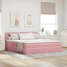 vidaXL Tárolós Ágy matracmal tárolóval Rózsaszín 160 x 200 cm Bársony ágy és ágykellék