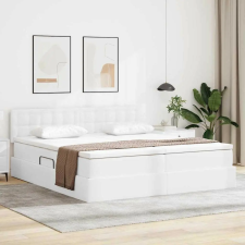 vidaXL Tárolós Ágy matracmal tárolóval Tiszta Fehér 180 x 200 cm Műbőr ágy és ágykellék