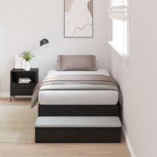 vidaXL Tárolós Ágykeret Fekete Tölgy 90x200 cm ágy és ágykellék