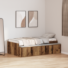 vidaXL Tárolós ágykeret Mesterséges tölgy 75x190 cm ágy és ágykellék