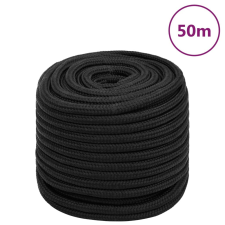 vidaXL teljesen fekete polipropilén hajókötél 18 mm 50 m építőanyag
