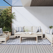 vidaXL Tengerészkék és fehér megfordítható kültéri szőnyeg 80x250 cm lakástextília