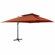 vidaXL terrakotta színű dupla tetejű konzolos napernyő 400 x 300 cm kerti bútor