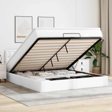 vidaXL tiszta fehér műbőr ottomán ágy matracokkal & LED-ek 160x200cm ágy és ágykellék