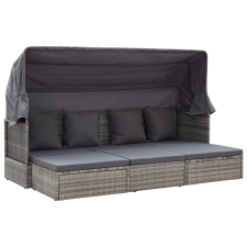 vidaXL többféle szürke polyrattan kerti társalgó tetővel 200x60x124 cm kerti bútor