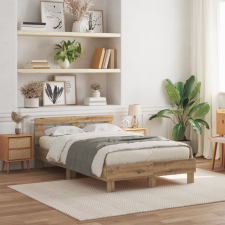 vidaXL Tölgy Ágykeret Mesteri Tölgy Furnérozott Fa 120 x 190 cm Tartós ágy és ágykellék