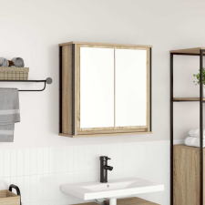 vidaXL Tölgy színű fürdőszoba fali szekrény tükörrel 60x21x60 cm fürdőszoba bútor