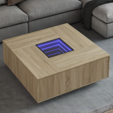 vidaXL tölgy színű végtelen hatású LED-es dohányzóasztal 100x100x40 cm bútor