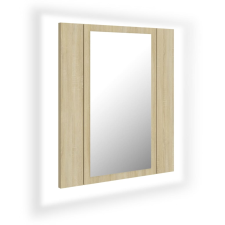vidaXL tölgyszínű akril LED-es tükrös fürdőszobaszekrény 40x12x45 cm (804951) fürdőszoba bútor
