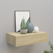 vidaXL Tölgyszínű falra szerelhető fiókos polc 40 x 23,5 x 10 cm bútor