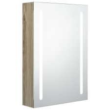 vidaXL tölgyszínű LED-es tükrös fürdőszobaszekrény 50 x 13 x 70 cm (326499) fürdőszoba bútor