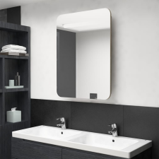 vidaXL tölgyszínű LED-es tükrös fürdőszobaszekrény 60 x 11 x 80 cm fürdőszoba bútor