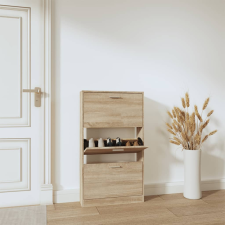 vidaXL tölgyszínű szerelt fa cipősszekrény 59x17x108 cm bútor