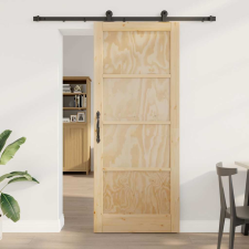 vidaXL Tolóajtó Szett Természetes és fekete 86 x 211 cm nyílászáró