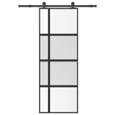 vidaXL tolóajtó vasalatokkal 76x205 cm edzett üveg&Alumínium nyílászáró