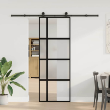 vidaXL tolóajtó vasalatokkal 76x205 cm edzett üveg&Alumínium (3333034) nyílászáró