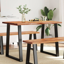 vidaXL tömör akácfa étkezőasztal természetes éllel 110 x 70 x 75 cm bútor