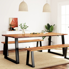 vidaXL tömör akácfa étkezőasztal természetes éllel 200 x 90 x 75 cm bútor