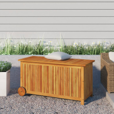 vidaXL tömör akácfa kerti tárolóláda kerekekkel 113 x 50 x 58 cm kerti tárolás