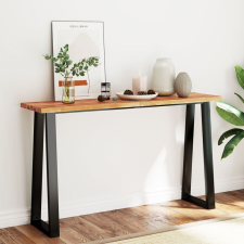 vidaXL tömör akácfa konzolasztal természetes éllel 140 x 40 x 80 cm bútor