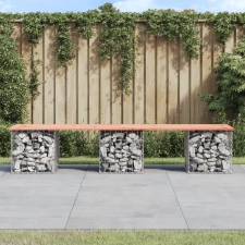 vidaXL tömör duglászfenyő gabion kerti pad 203x44x42 cm kerti bútor