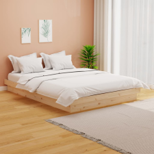 vidaXL tömör fa ágykeret 135 x 190 cm (4FT6 Double) ágy és ágykellék