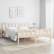 vidaXL Tömör fa ágykeret 135 x 190 cm (4FT6 Double) ágy és ágykellék
