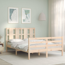 vidaXL tömör fa ágykeret fejtámlával 120 x 200 cm ágy és ágykellék